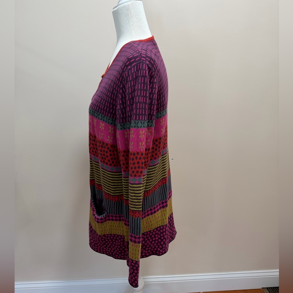 Gudrun Sjöden Colorful Mixed Print Cotton Long Sleeve Cardigan Sweater Top Sz. L - Picture 3 of 5